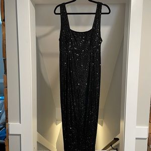 Club L London Maternity sequin square neck midi pencil dress in black